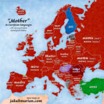 Słowo „matka” na mapie Europy